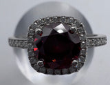 PREORDER - Dragonfruit. Red Colour Moissanite ring 6.5mm round brilliant 1.0 carat Moissanite. 925 Sterling Silver Engagement Ring - Précieux Suprême 