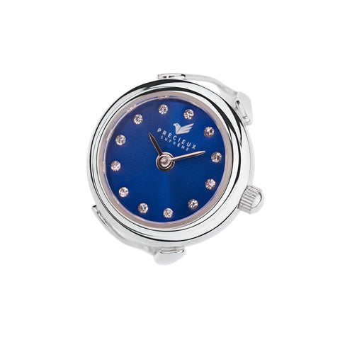 "Sapphire” Silver Ring watch with a Navy blue dial |Précieux Suprême - Précieux Suprême
