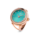 “Waves” Rose Gold Ring watch with a Turquoise dial |Précieux Suprême - Précieux Suprême