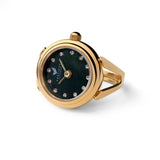 “Classic” Gold Ring watch with a black mother of pearl dial |Précieux Suprême - Précieux Suprême