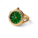 “Festive” Gold Ring watch with a Emerald Green dial |Précieux Suprême - Précieux Suprême