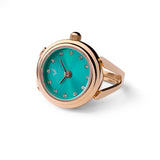 “Waves” Rose Gold Ring watch with a Turquoise dial |Précieux Suprême - Précieux Suprême