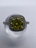 PREORDER - Pineapple. Yellow Colour Moissanite ring round brilliant 1.0 carat Moissanite. 925 Sterling Silver Engagement Ring - Précieux Suprême 