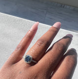 PREORDER - Passion Fruit. Blue Colour Moissanite ring 6.5mm round brilliant 1.0 carat Moissanite. 925 Sterling Silver Engagement Ring - Précieux Suprême 